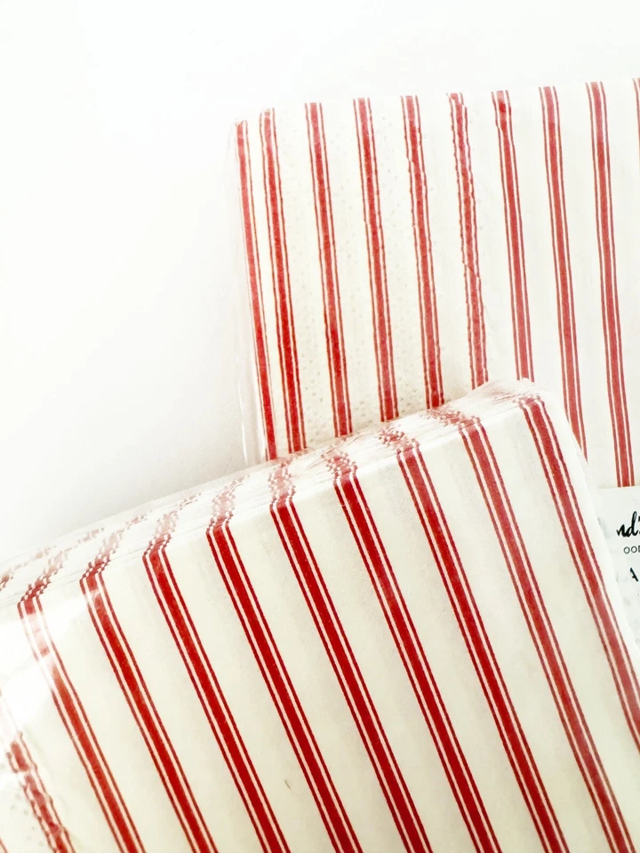 Pack de 2 servilletas de fiesta con flecos a rayas rojas de Navidad de 24 quilates cada una Foto 2 de 3