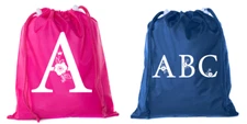 Custom Monogram Cinch Sacks, Bulk Drawstring Bags, Personalized Pull String Bags