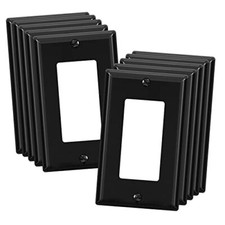 ELEGRP Decorative Receptacle Wall Plate, 1-Gang Standard Size 10 Pack Black
