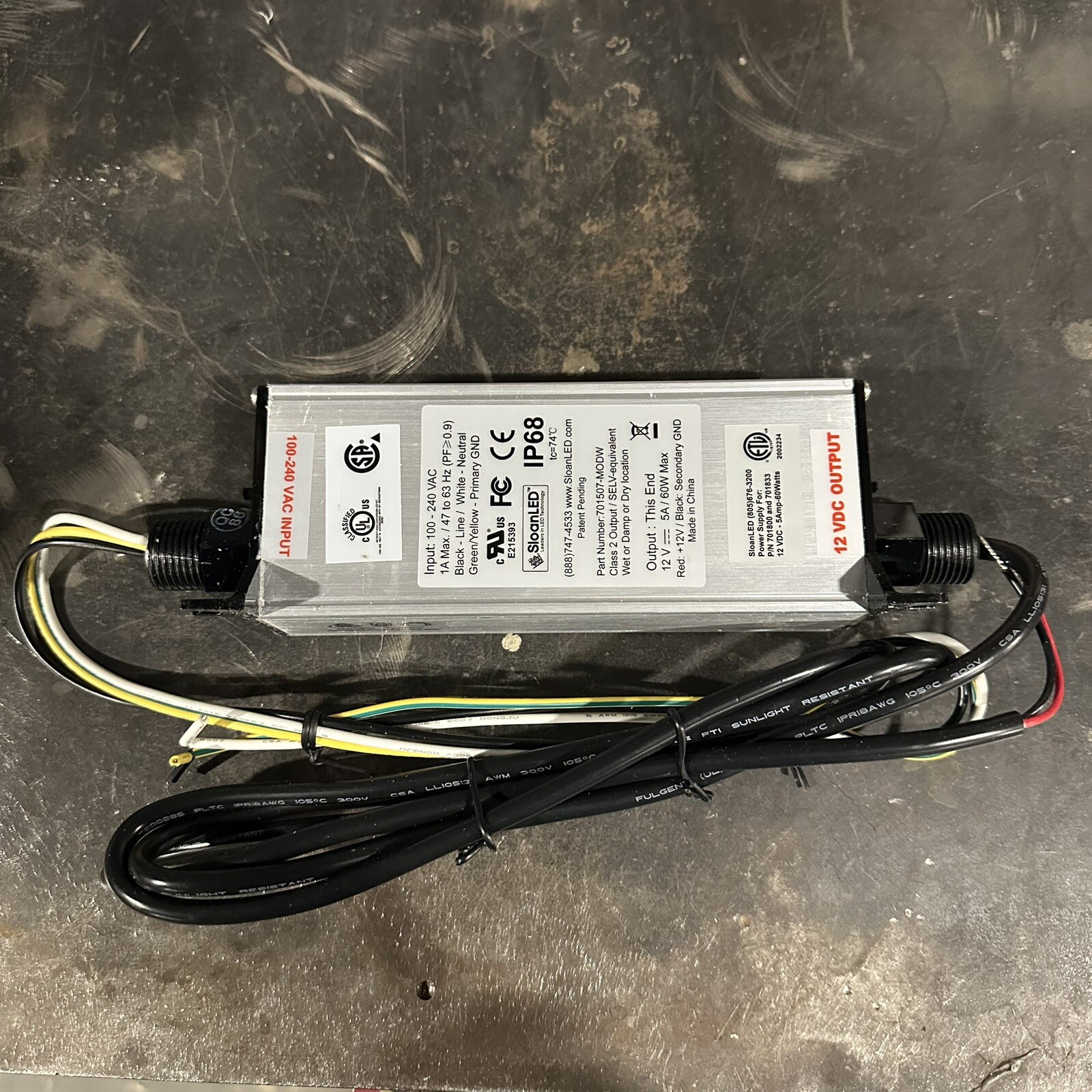 12 Volt Power Supply New In Box Sloan 701507-MODW LED Driver 60w 12VDC