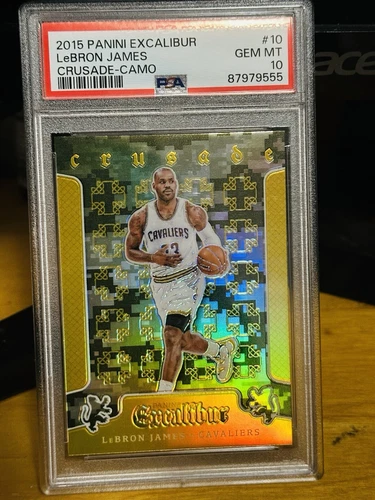 2015-16 PANINI EXCALIBUR LEBRON JAMES CRUSADE CAMO #10 PSA 10 GEM MT LOW POP 24