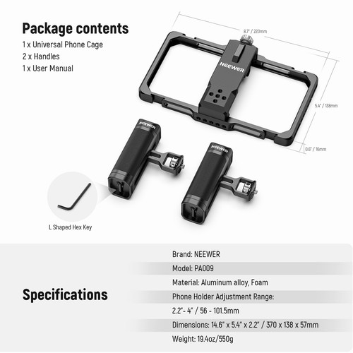 NEEWER Upgraded Phone Rig Vlogging Kit Video Stabilizer&Dual Handle for iPhone - Picture 8 of 8