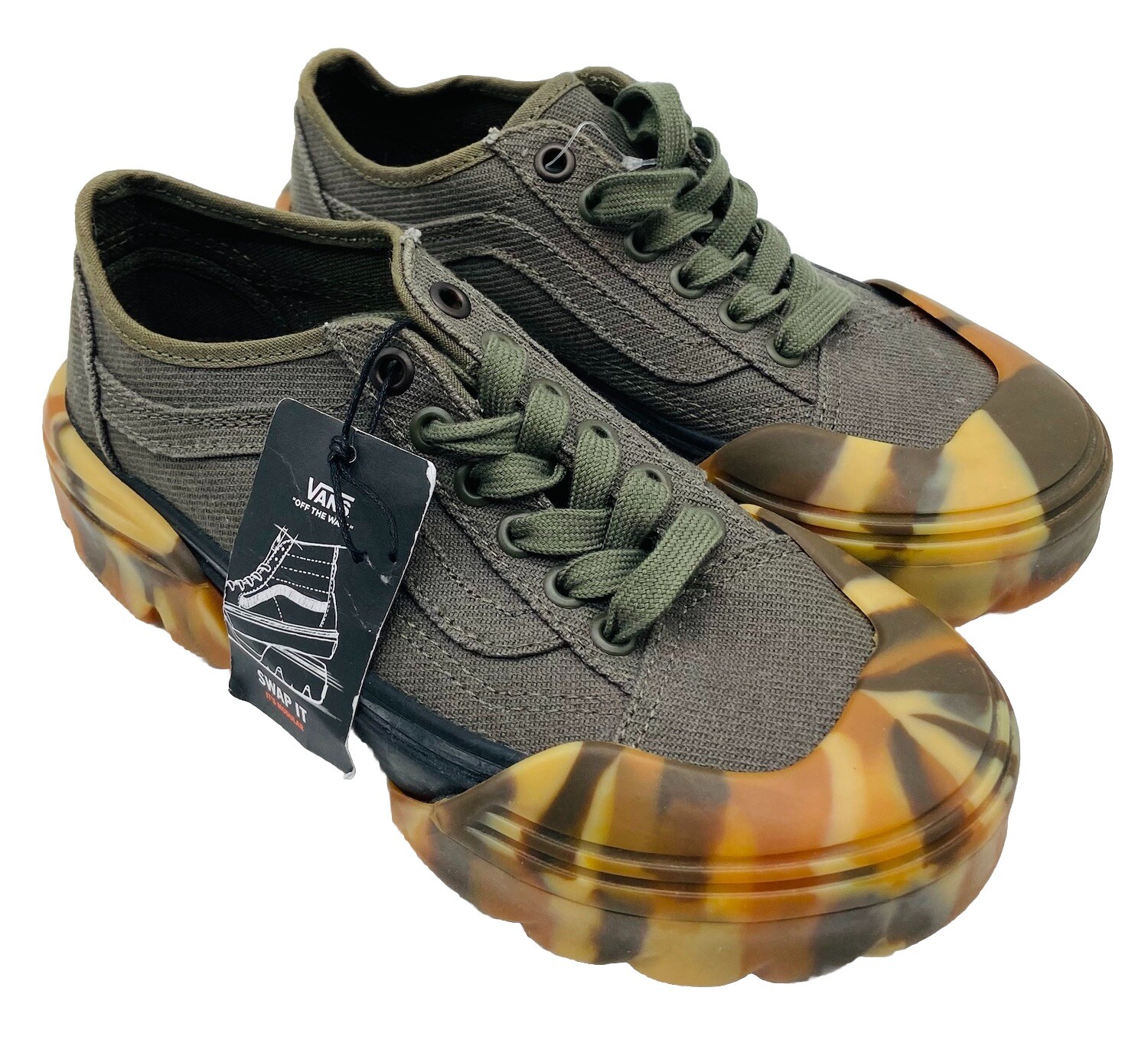 *NEW* Vans Modular Women's Army Green Canvas Rubber Camo Bottoms Shoes; 5