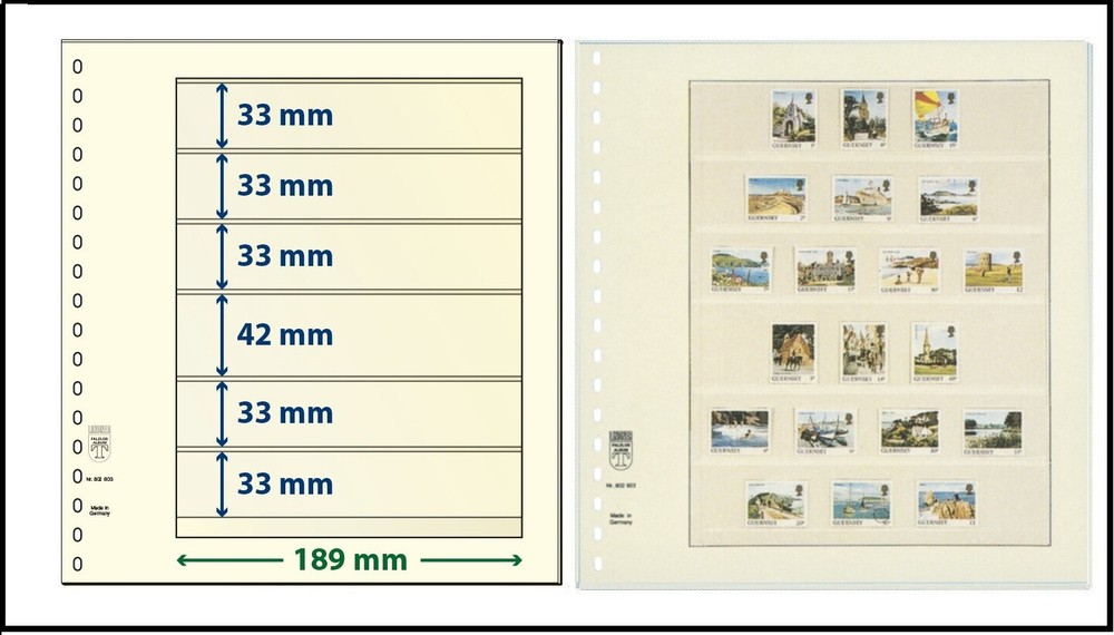 1 Lindner 802603 T-Blank Sheets 6x 33/33/33/42/33/33x189mm