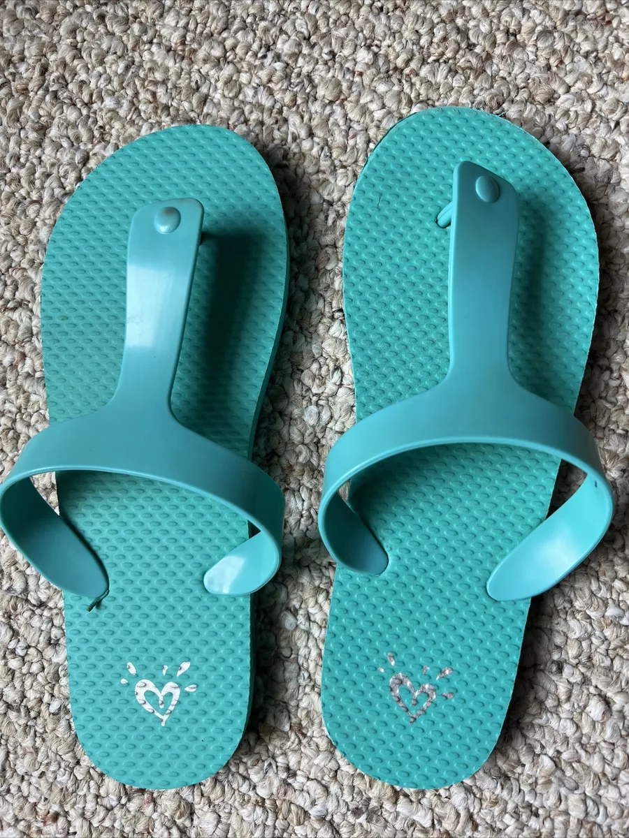 JUSTICE FLIP FLOPS T STRAP SIZE 8 9 eBay