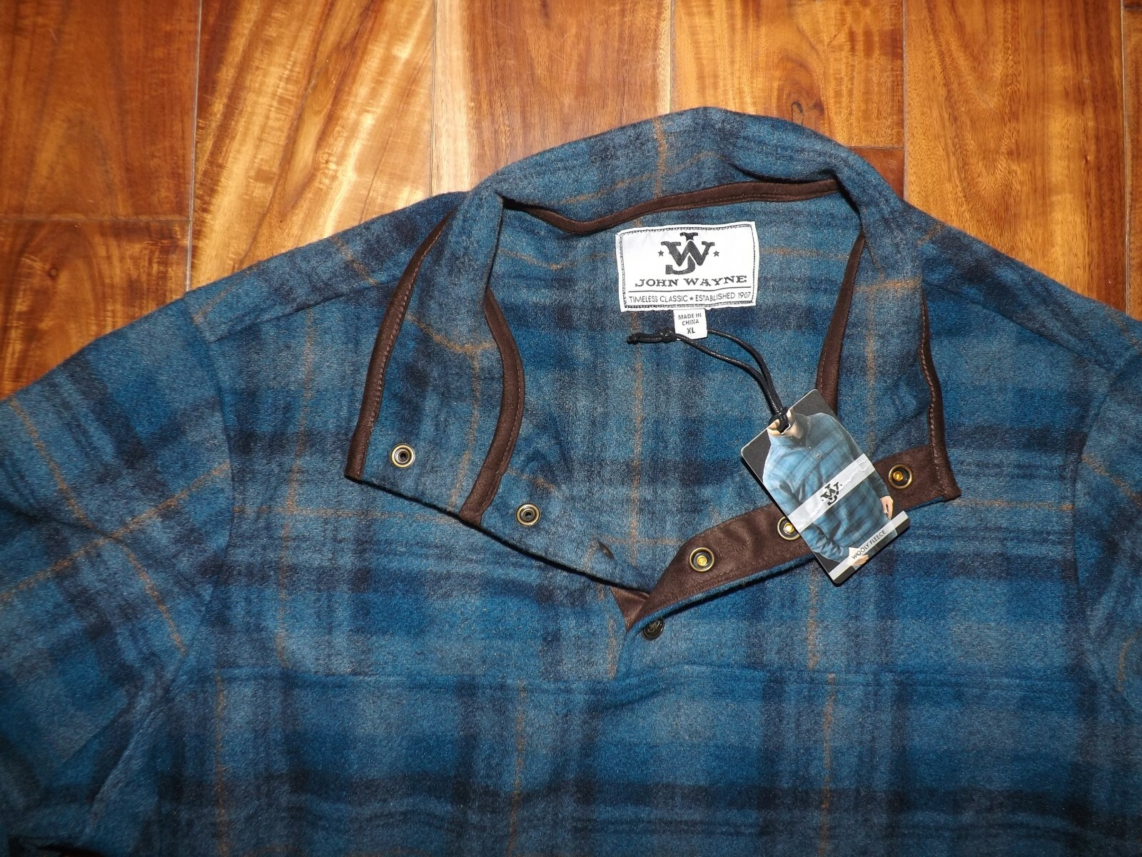 JOHN WAYNE Mens Blue Plaid Pullover 