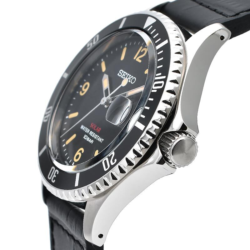 SEIKO Vintage Design SZEV013 Solar Analog Watch Black Dial