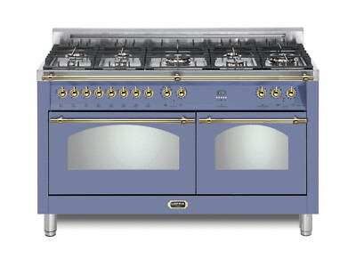 Lofra Dolcevita 60 Inch Range Freestanding Dual Fuel Double Oven Lavender Brass