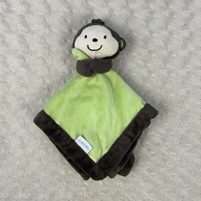 Carter's Monkey Lovey Security Blanket Green Brown Tan Plush Baby Toy
