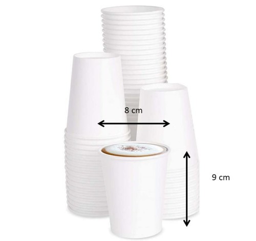 100 bicchieri di carta bianchi per caffé bevande 250 ml 8oz bicchiere 100% bio - Foto 2 di 2
