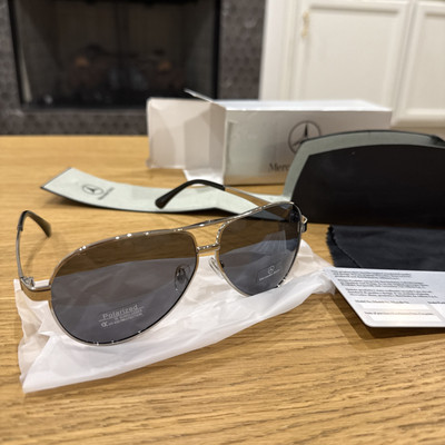 Mercedes Benz Aviator MB737 Black Silver Sunglasses Made In