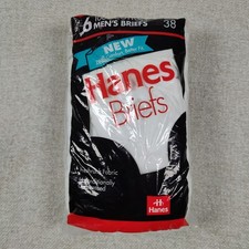 VTG 1992 Hanes Briefs Underwear 6-Pack NOS Deadstock Made in USA Size 38 White