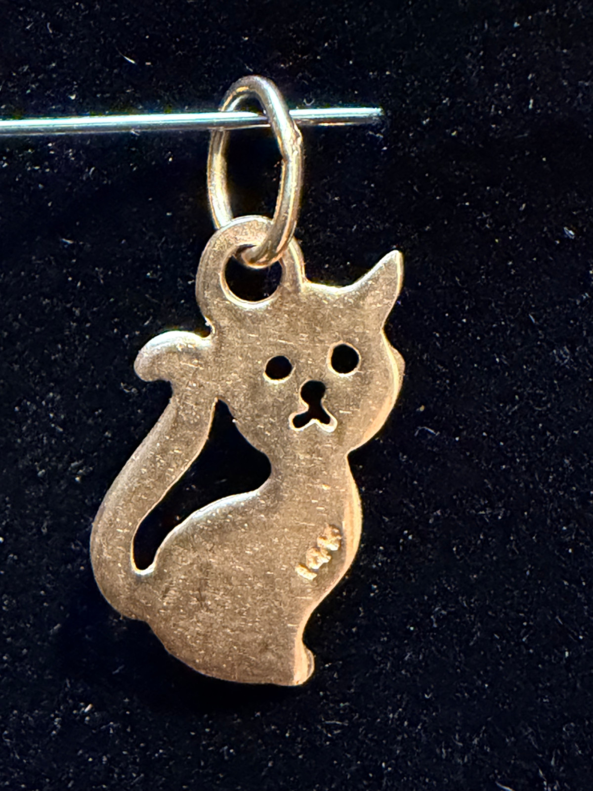Cat Charm, Solid 14K Yellow Gold - image 3