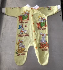 Vintage Lullaby Land Bunny Yellow Baby One Piece