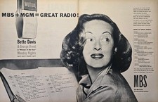 Mutual Network Radio Bette Davis MGM Hollywood Top Stars Vintage Print Ad 1952