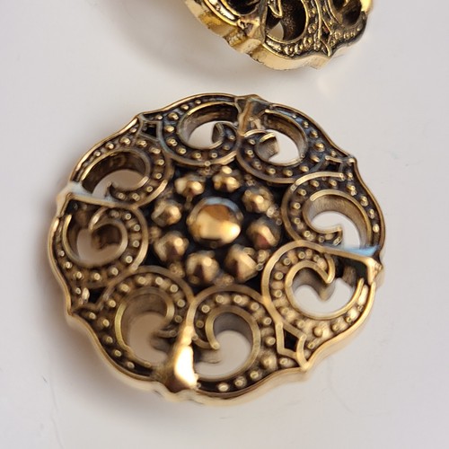 Lot 18 Vintage Le Bouton Buttons Antique Gold Repousse Style 7/8" Made In Italy - Picture 4 of 14