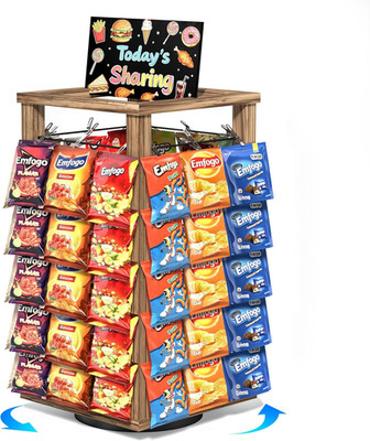 5-Tier Snack Organizer with 50 Clips and Rotating Base for Events and Offices