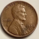 1938-S Lincoln Wheat Cent San Francisco Low Mintage Reverse Damage BN1325