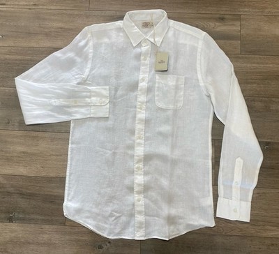 Faherty Laguna Mens MT Tall 100% Linen Sport Shirt Long Sleeve Solid White