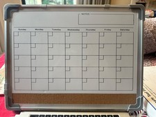 Double-Sided Monthly Calendar Dry Erase Cork Board for Wall, 16"x12