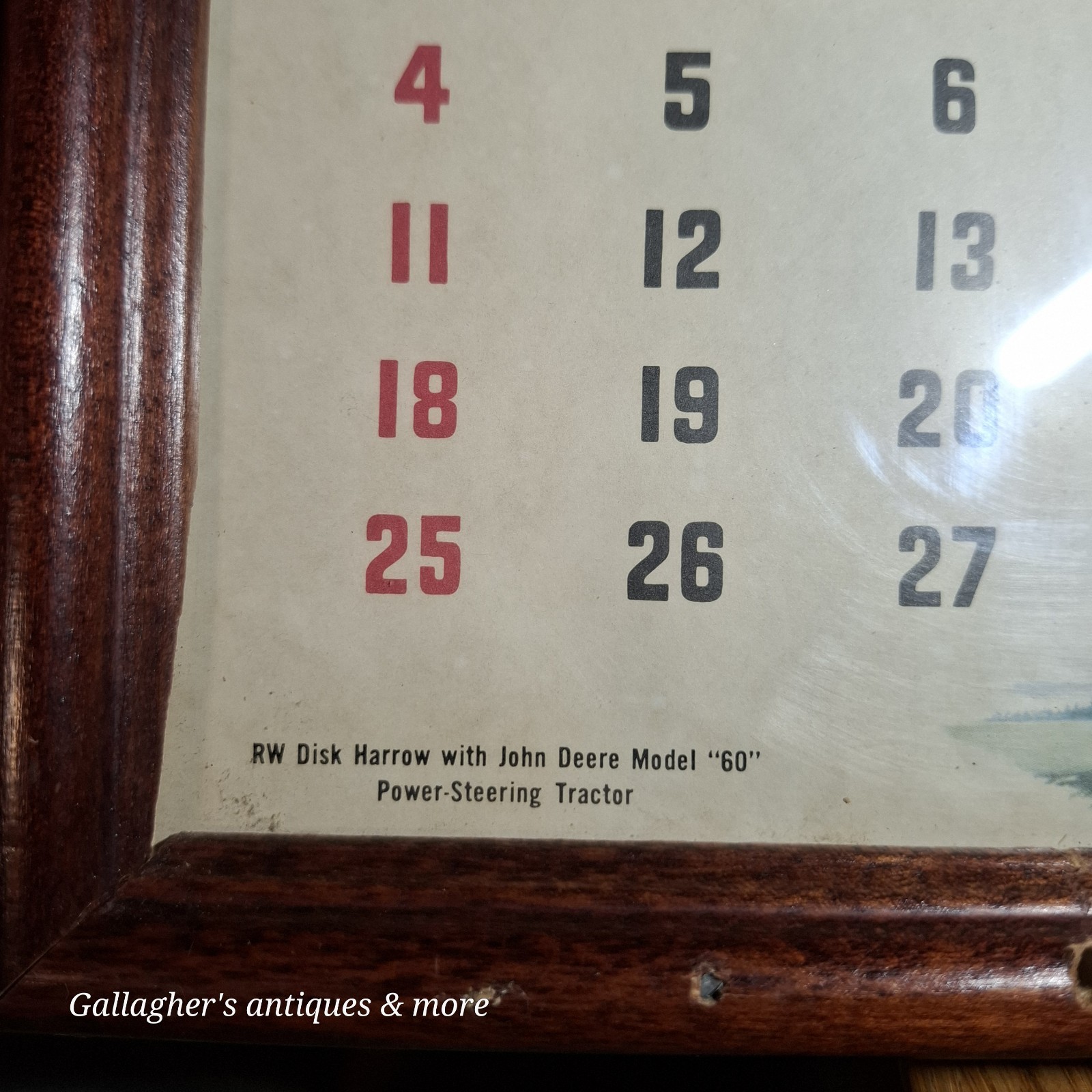 Framed Vintage 1956 JOHN DEERE Calendar Model 60 Power-Steering Tractor & Bird