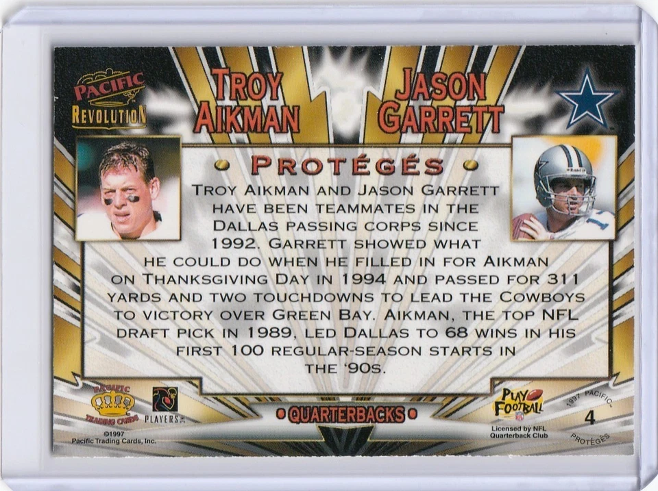 Pacific Revolution Proteges Troy Aikman Jason Garrett 1997 #4 Salón de la fama Foto 2 de 2