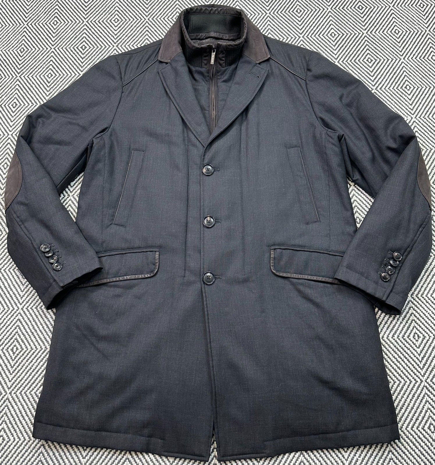 Pal Zileri Men’s Wool Blend Coat Jacket Size 54 L Made in Italy Thermore £1100