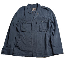 Y2K Old Navy Mens Medium Blue Cotton Canvas Utility Military Chore Jacket