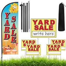 Yousoontic 6 Pcs Yard Sale Sign Kit Include 1 Pack 7 ft Feather Flag Pole Kit...