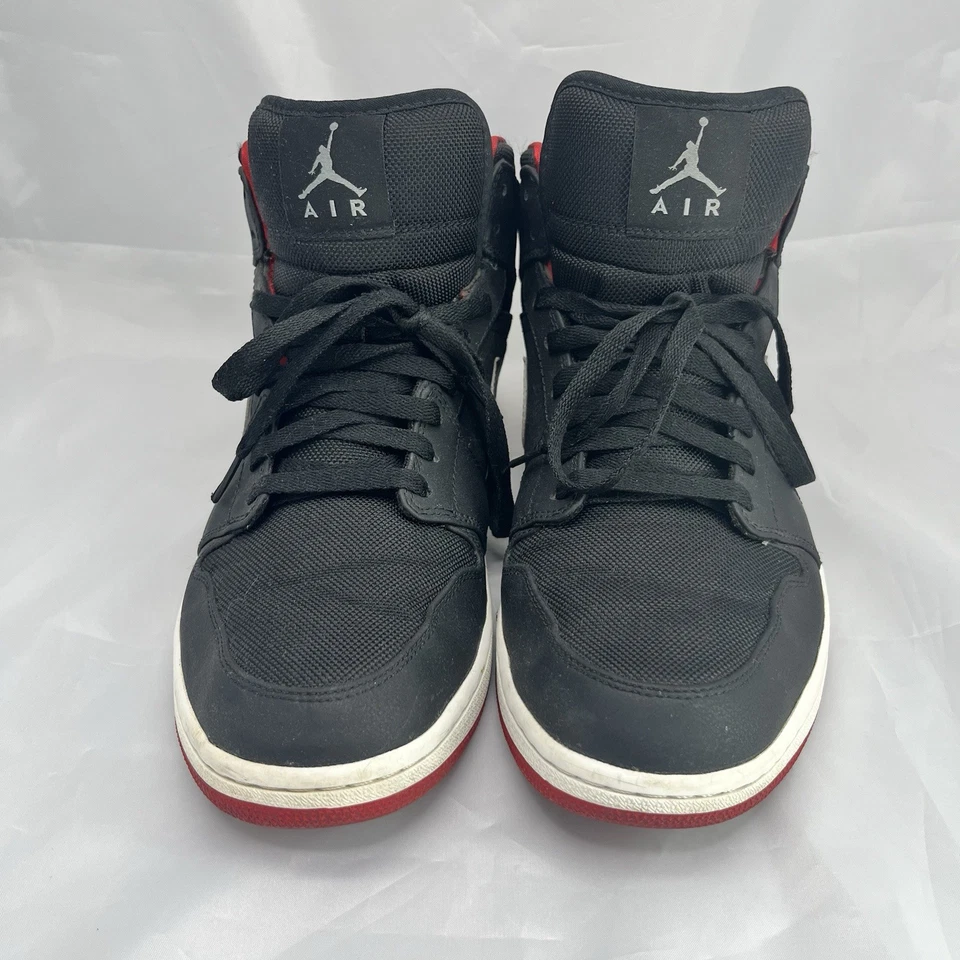 Nike Air Jordan 1 Mid, Negro Cool Gris Gimnasio Rojo, Hombres US 13 Foto 2 de 4