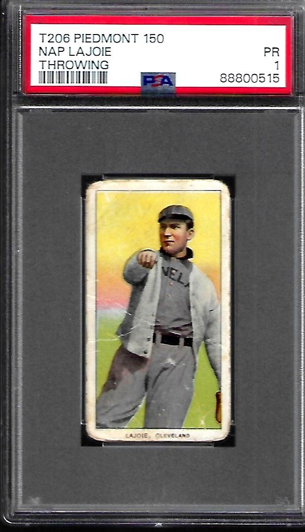 1909 T 206 NAPOLEON LAJOIE  PSA 1 (PIEDMONT 150) (throwing)