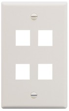FACEPLATE FLAT 1-GANG 4-PORT WHITE IC107F04WH UPC 633758004862