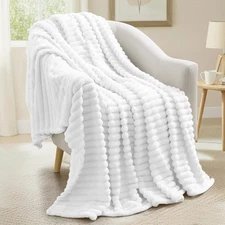 decorUhome Christmas Soft Fleece White Twin Blanket for (60 x 80), 