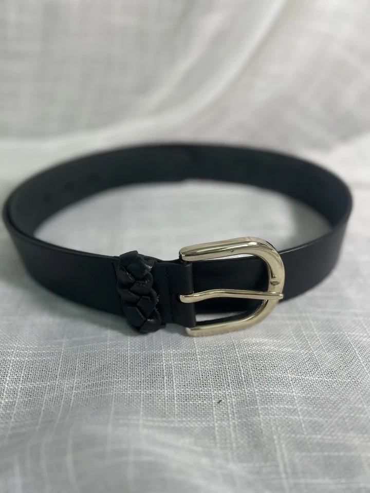 Cinturón Ann Taylor LOFT de cuero genuino negro para mujer talla M Foto 3 de 4