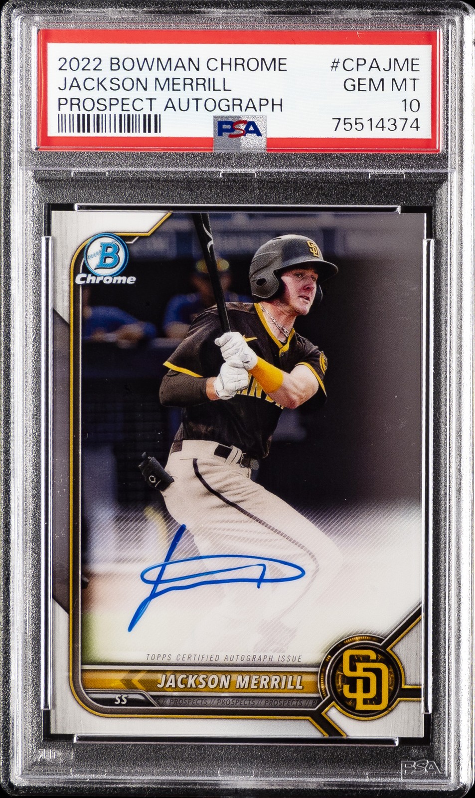 2022 BOWMAN CHROME PRSPCT AUTOS #CPAJME JACKSON MERRILL PSA 10 AUTO