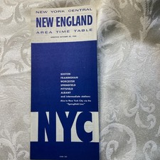 NEW YORK CENTRAL RAILROAD NEW ENGLAND AREA Time Table October 30, 1960