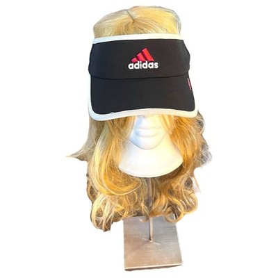 Adidas Visor Size Adjustable Black White Trim Sporty Cotton Athletic Logo Minima