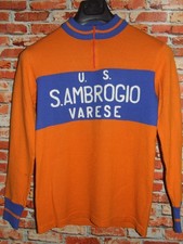 Vintage Eroica Knit Shirt Cycling Jersey 70'S Varese 50% Wool Embroidered M
