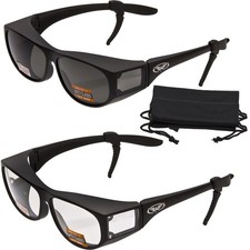 2 Pairs Clear and Smoke Escort Fit Over Sunglasses ANZI Z87.1 Safety Compliant