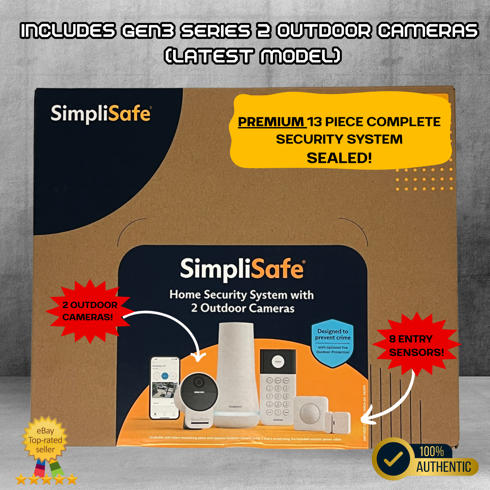 NEW SimpliSafe 13 Piece Wireless Home Security System 2 Outdoor Cameras ...