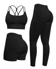 Butt lifting Workout Sets for Women   Gym Activewear with X-Large Black