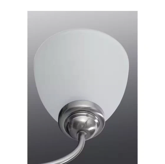 Lámpara de araña Progress Heart de 5 luces de vidrio de níquel cepillado granja P4666-09 Foto 3 de 4