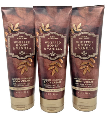 NEW Bath & Body Works Lot of 3 Tubes Whipped Honey & Vanilla Body Cream 8 oz
