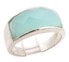 925 Sterling Silver Vintage Ring Classic Faceted Chalcedony Band  Sz 9  RG36284
