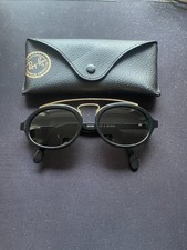 Vintage Ray-Ban Gatsby Style 6 W0940 Round Sunglasses Black Gold w/ Case