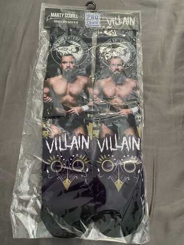 Marty Scurll VILLIAN Pro Wrestling Crate Socks Men’s Size 6-13 NEW - Picture 1 of 5