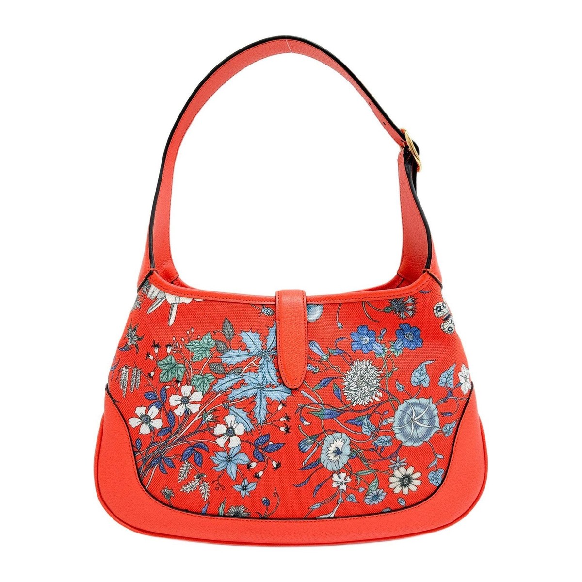 GUCCI Jackie 1961 Blood Orange Floral Print Canvas Shoulder Bag | eBay