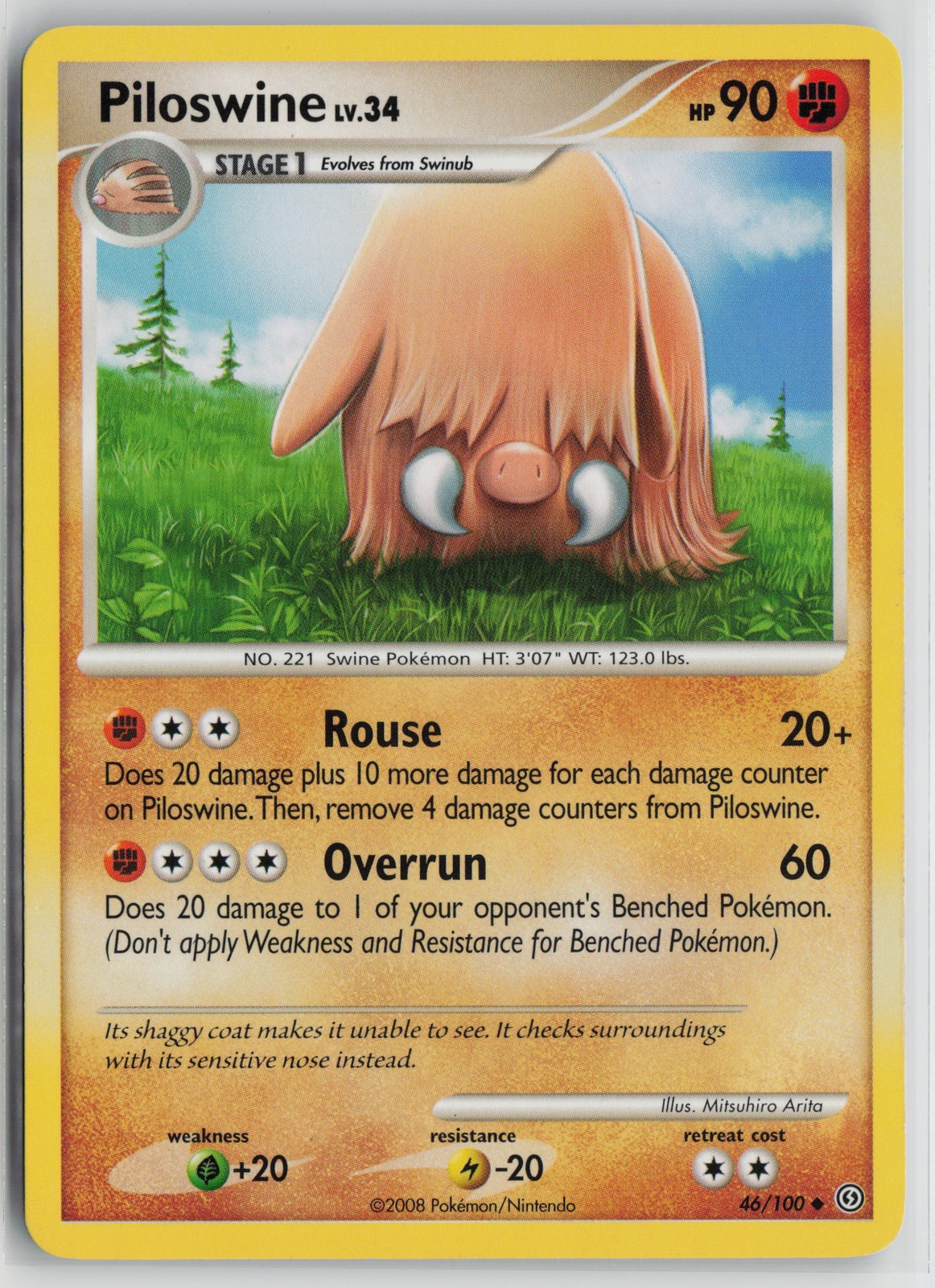 Pokemon Piloswine 46/100 Stormfront LP card Normal