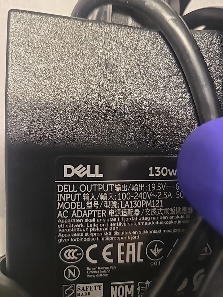 Adaptador de corriente alterna Dell LA130PM121 130W 19,5 V 6,7A negro Foto 2 de 3