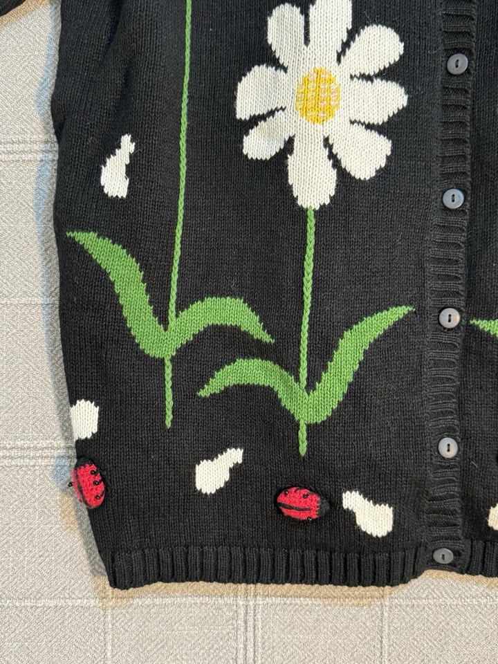 The Quacker Factory Ramie Sweater Cardigan Size 1X Spring Theme - Image 4 of 4